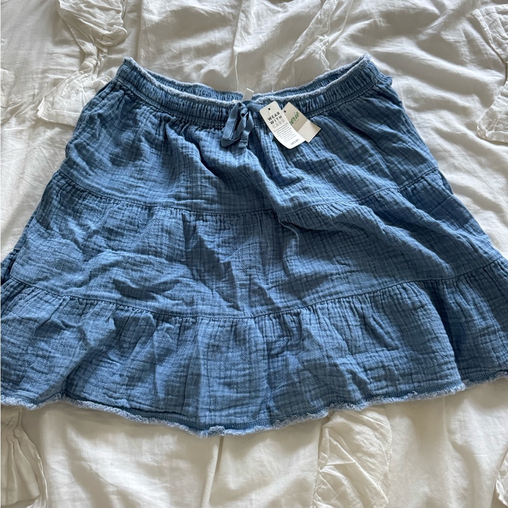 NWT Aerie Blue Tiered Cotton Mini Skirt